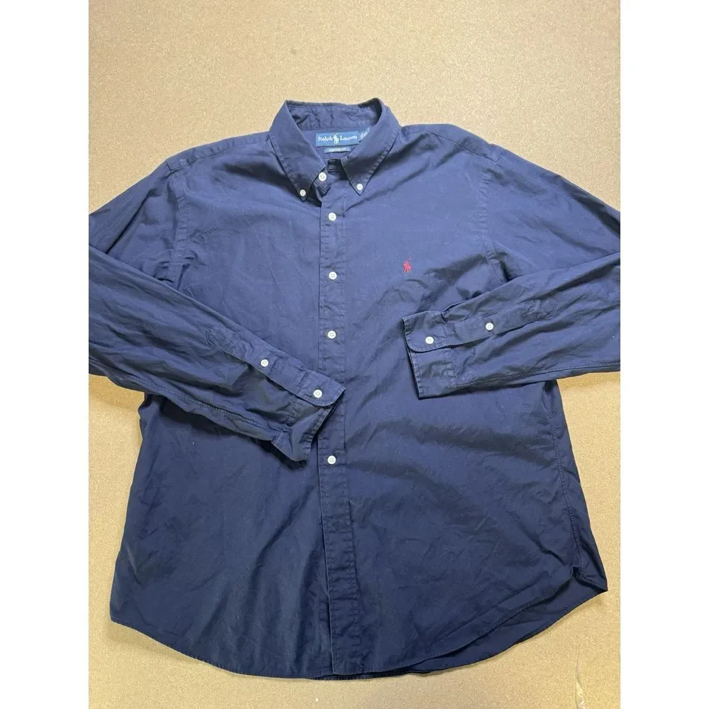 Polo‎ Ralph Lauren Men's Custom fit Shirt Navy Blue Size XL Custom Fit